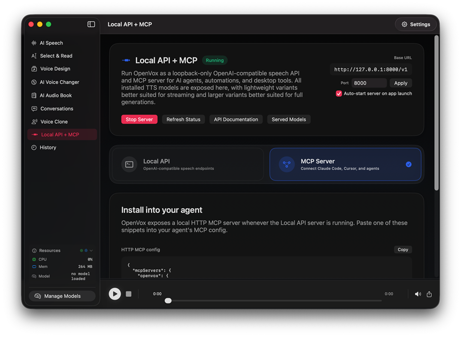 OpenVox Local API and MCP server interface